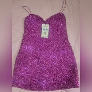 Oh Polly Magenta Sequin Mini Dress
